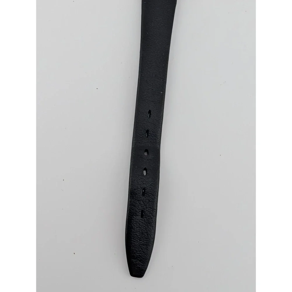 J.M. Jacmor Watch Women 24mm Silver‎ Case Black Leather Band- New Battery